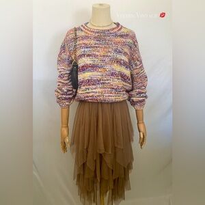 SWEET & SINFUL SLOUCHY CHUNKY KNIT SWEATSHIRT IN MULTI